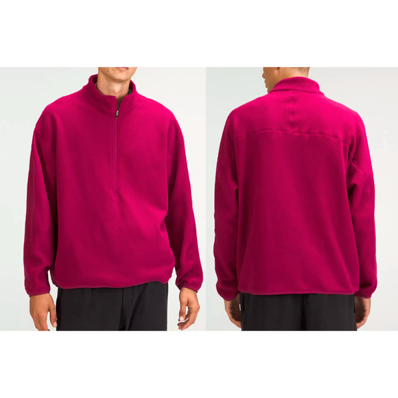 NWT Lululemon Men's Oversized-Fit Fleece Half Zip Sweatshirt Pomegranate Size XL - Picture 1 of 11